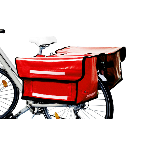 Fahrraddoppeltasche PLANE, Farbe rot mit schwarzer Umrandung
